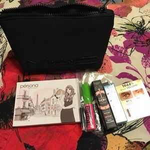 Mac cosmetic bag with makeup